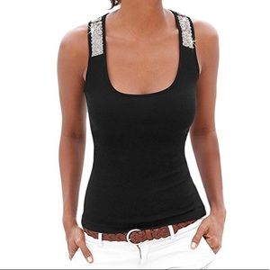 Summer Sexy Sequin Sleeveless Casual Tank Top